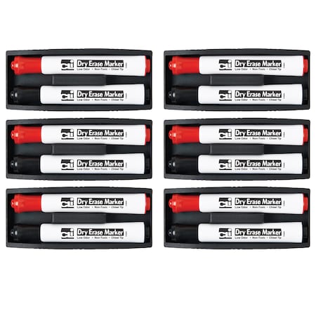 Charles Leonard Magnetic Whiteboard Eraser with 2 Dry Erase Markers, PK6 74532